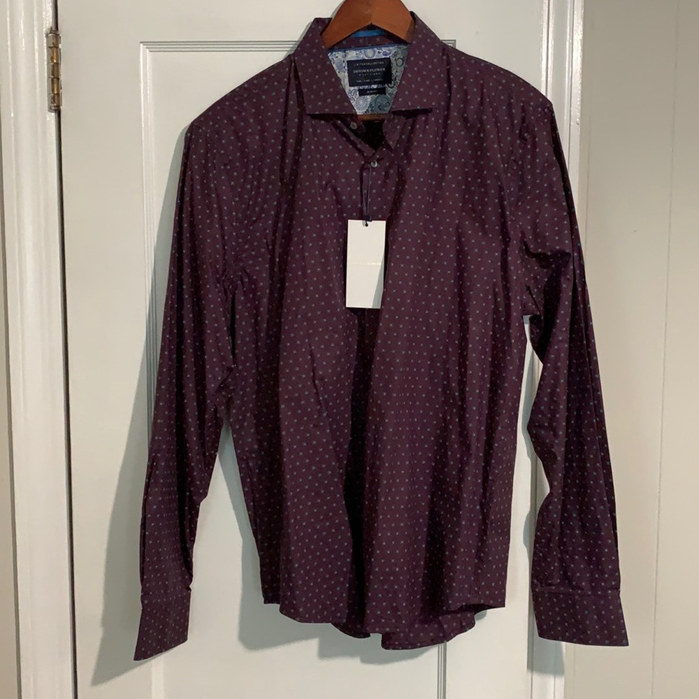 Denim & Flower Slim Fit button Up Purple